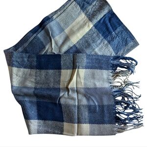 Women's Large Warm Winter Blue and Gray Scarf